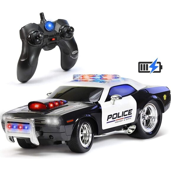 Rechargeable Police Car Remote Control Toy for Kids Hobby Rc Cars Toys Lights